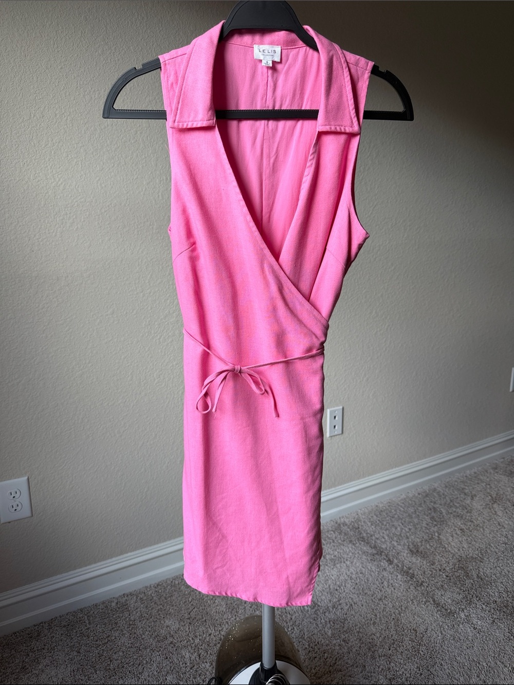 Le Lis Pink cotton/linen Sleeveless Wrap Dress